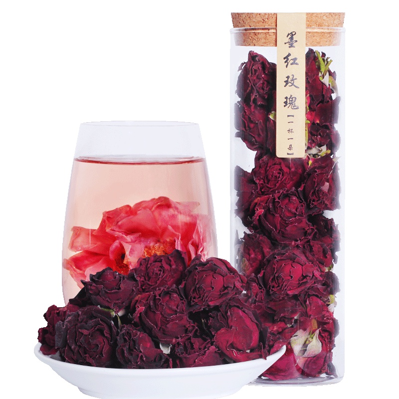 云南墨红玫瑰花冠 大朵干玫瑰花可搭配花茶 一朵一杯