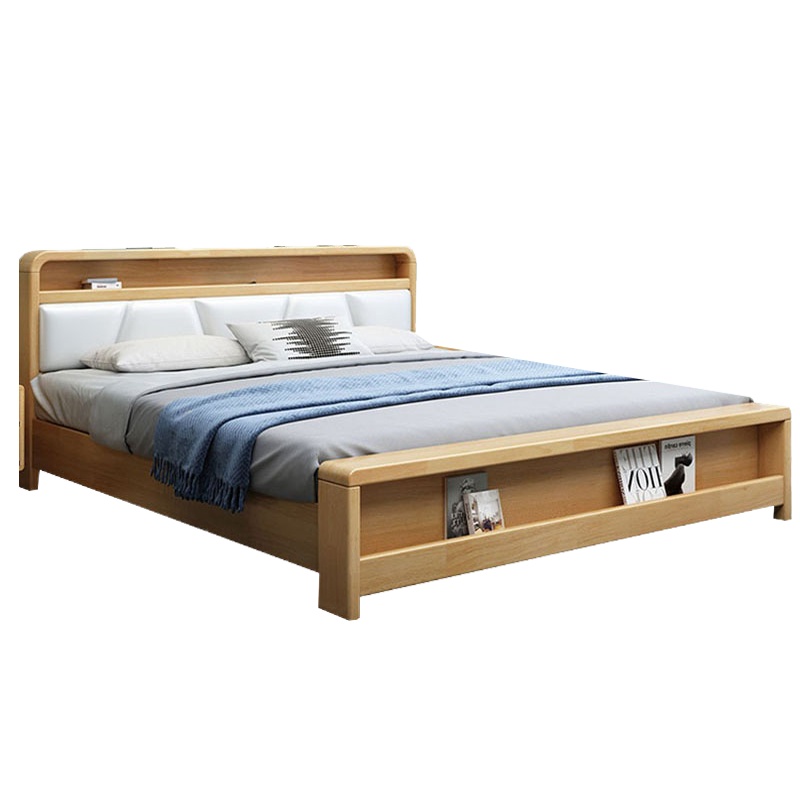 鑫金虎 北欧实木床双人床1.8米卧室现代简约软包抽屉储物床家具