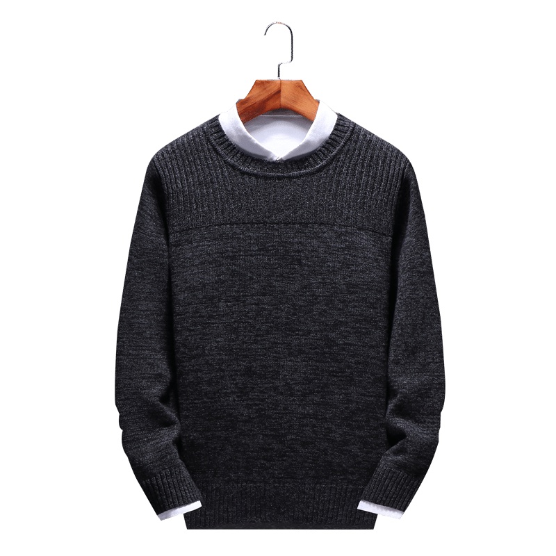 庄吉 2019春秋新款男士毛衣套头韩版圆领针织衫修身上衣JU-XH-181211