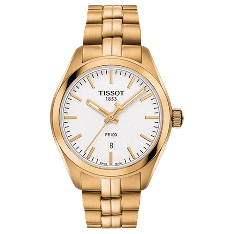 天梭(TISSOT)瑞士手表 PR100系列棒形指针钢带女士石英表T101.210.33.031.01