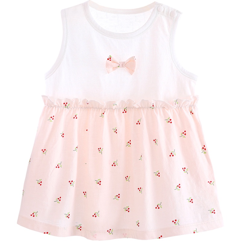 Aengbay 婴儿裙子女宝宝洋气背心裙小花夏装连衣裙公主小童内裤裙