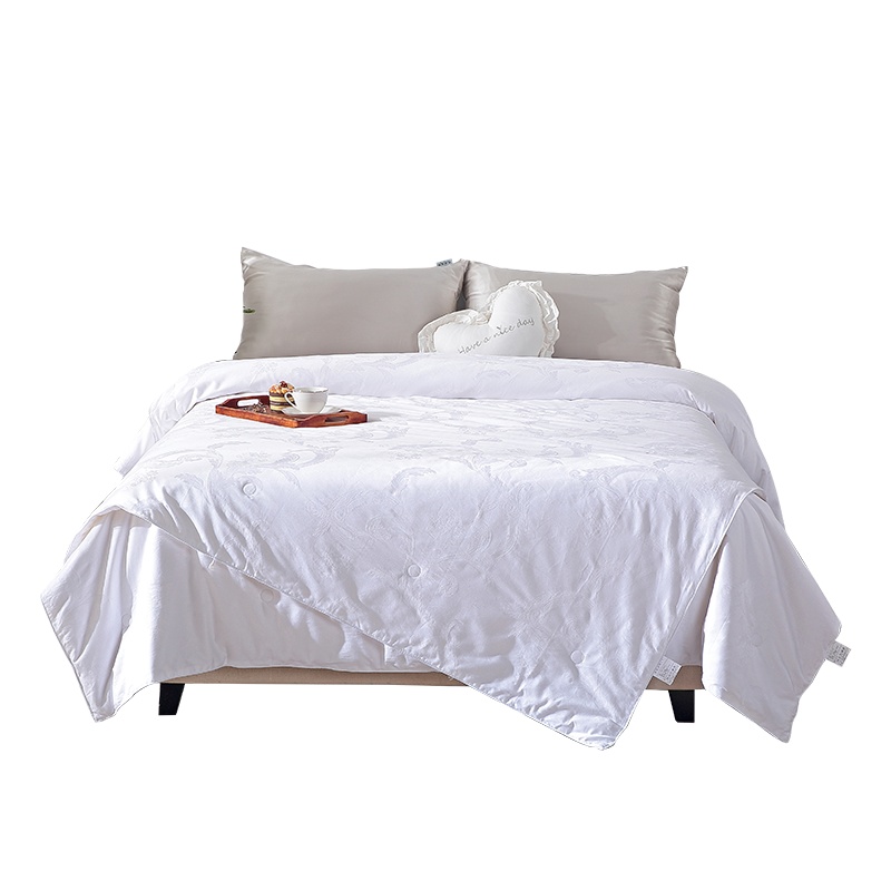 凯诗风尚(CHARSON)桑蚕丝子母被 苏宁自营 白色提花桑蚕丝被子冬季子母被全棉被芯双人空调被褥四季被子