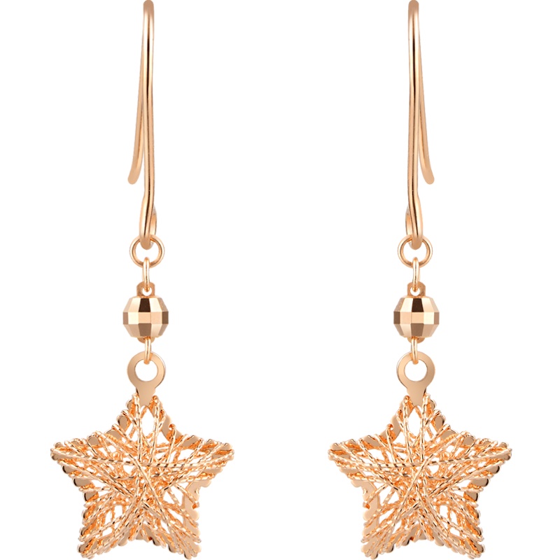 周生生(CHOW SANG SANG)18K红色黄金Love Decode爱情密语星星耳钩90364E定价