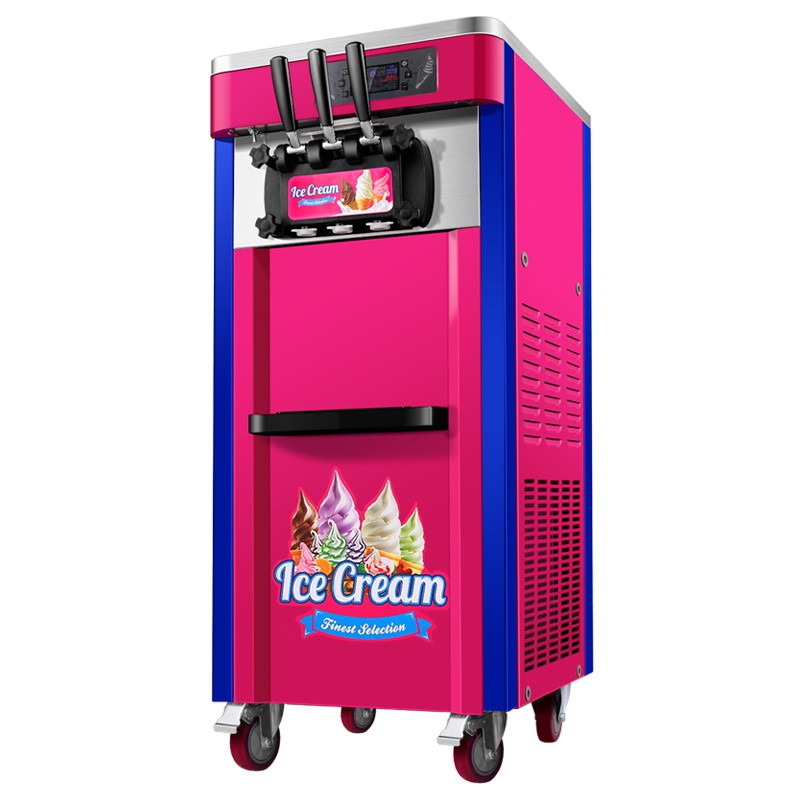 迈玮MW 小型全自不锈钢 食品级塑料内胆动甜筒软质雪糕机软冰激凌机圣代三色