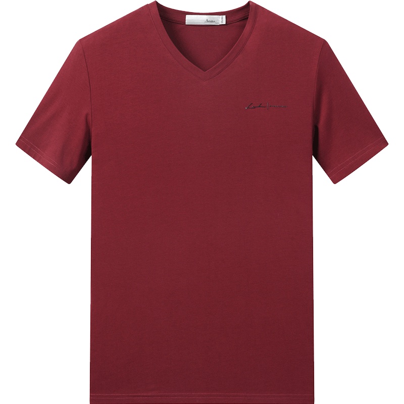 Artsdon/阿仕顿T恤夏季V领男士净色基础短袖T恤打底衫