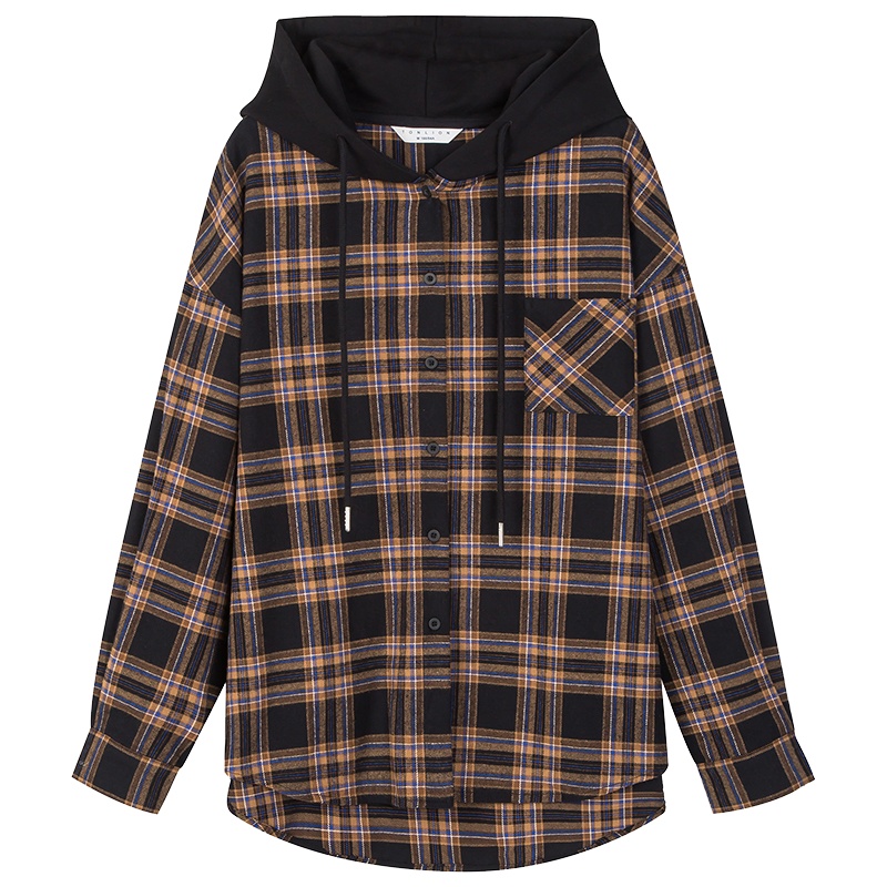 唐狮全棉格子衬衫男长袖20秋季黑白格子上衣学生休闲百搭格子衫潮