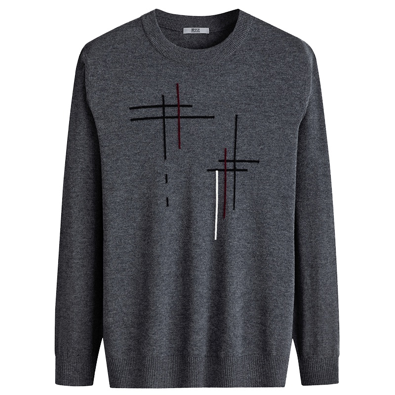 雪中飞秋冬新款男士羊毛衫纯色圆领时尚休闲打底衫