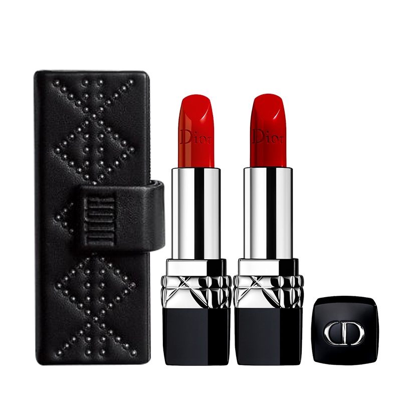 迪奥(Dior) 烈艳蓝金皮套组合礼盒（999新3.5g+080新3.5g 缎光 滋润版）