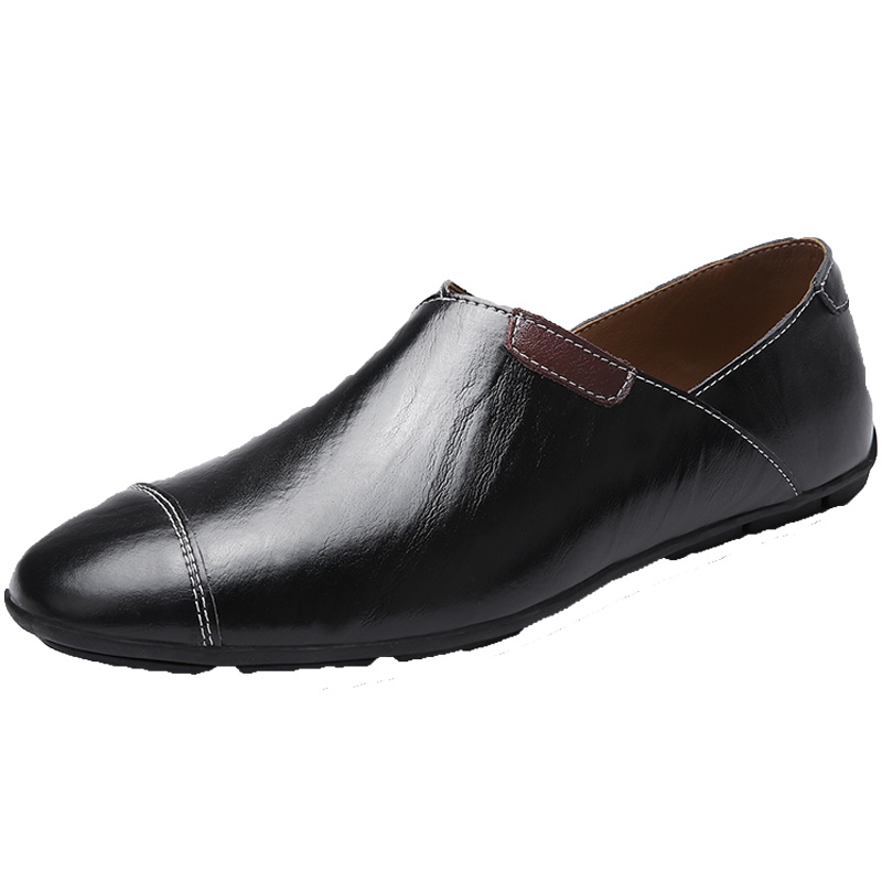 绛天英伦大码男士47真皮休闲鞋男皮鞋软面皮男韩版日常便捷一脚套通勤上班工作鞋纯色