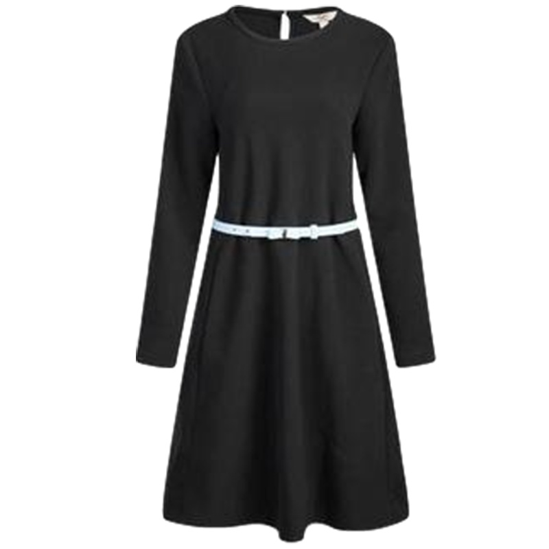 【福利款】拉夏贝尔Candie's春季新款 纯色修身长袖显瘦收腰圆领连衣裙30061083