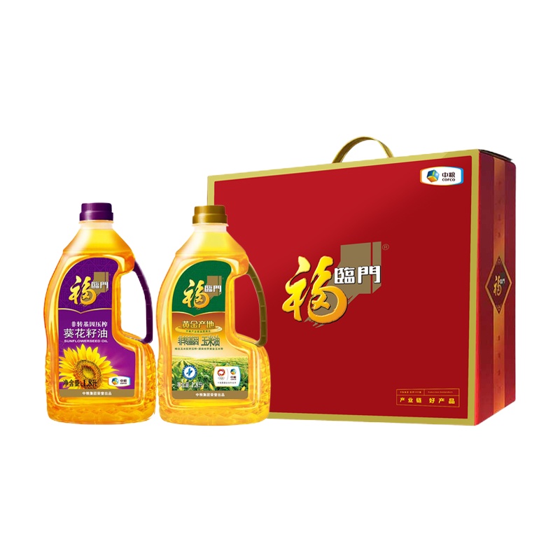中粮·福临门 食用油套装1.8L*2 葵花籽油 玉米油