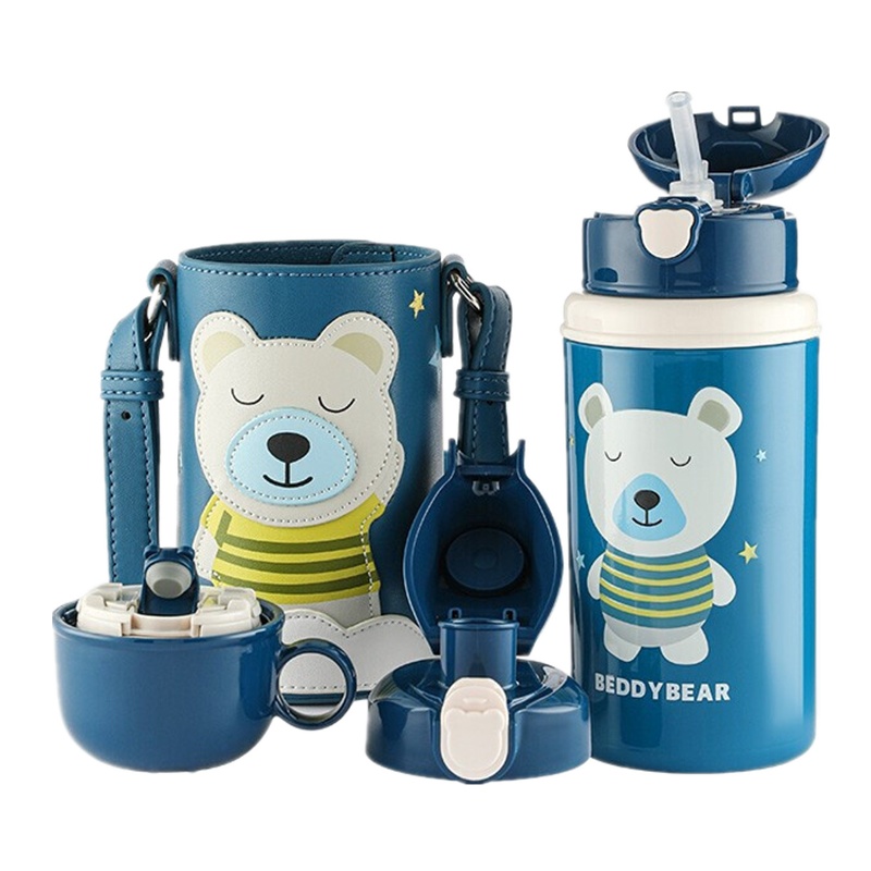 (免费刻字)星空熊韩国杯具熊BEDDYBEAR正品儿童保温杯316不锈钢带吸管三用水壶男女学生婴儿杯子580ml保温用品