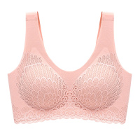 北极绒乳胶运动内衣女无钢圈小胸聚拢无痕背心式胸罩蕾丝美背文胸薄