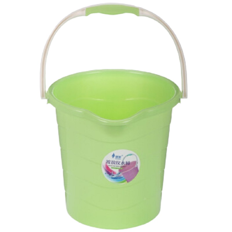 SM-2590 绿色 塑料水桶 10L手提式带水口波浪纹水桶