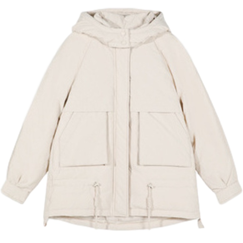 拉夏贝尔白鸭绒连帽小个子羽绒服女2019秋冬新款休闲宽松学生时尚羽绒服潮20014953_410 S 浅粉