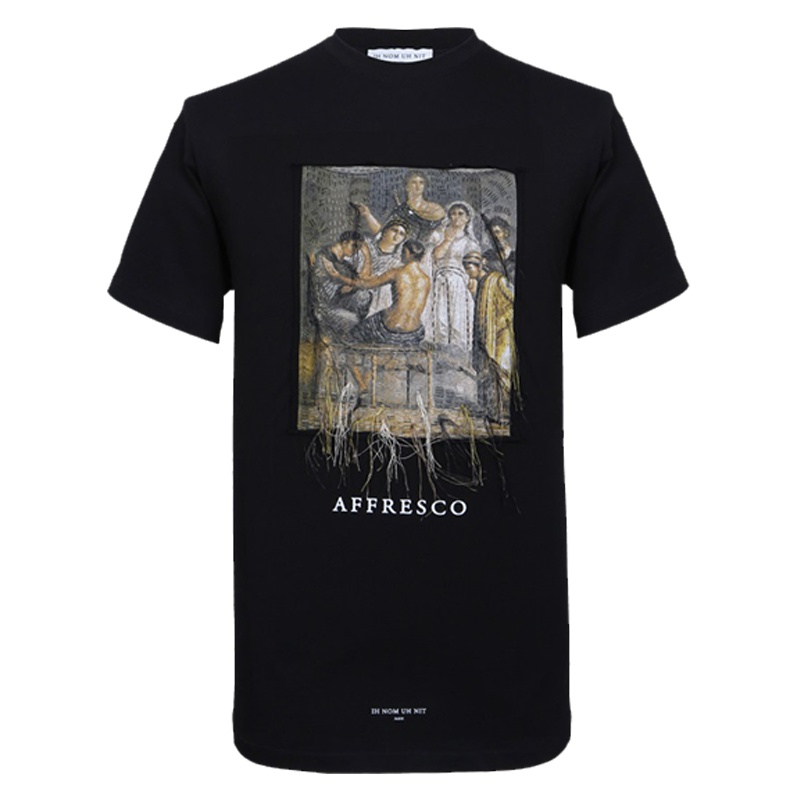 IH NOM UH NIT男士黑色棉质圆领短袖T恤衫NMW18232 009