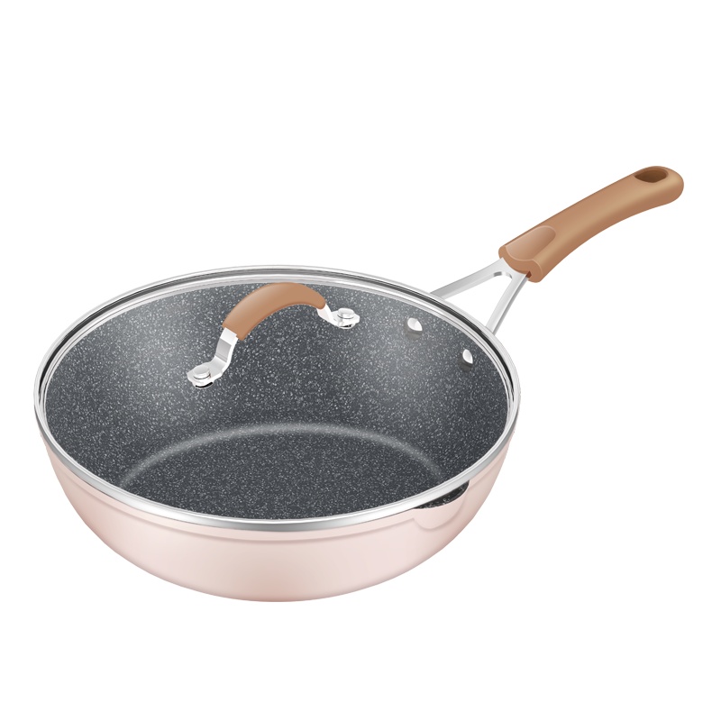 美的炒锅元气锅平底不粘锅麦饭石煎锅煎炒炒菜锅电磁炉适用锅具家用锅具炊具CJ28Wok309P 28cm