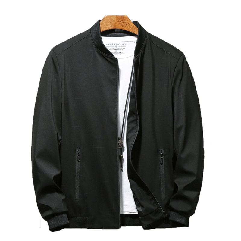 北极绒男士夹克2019秋季新款男夹克韩版身青年圆领纯色拉链夹克外套男