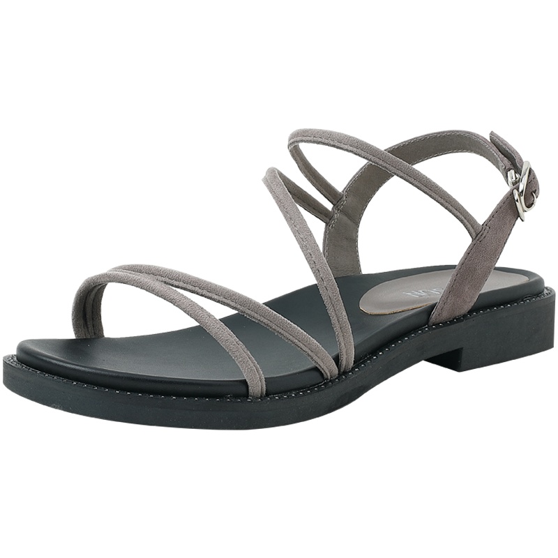 百田森沙滩凉鞋女夏季新款真皮厚底平底学生防滑漏趾罗马鞋