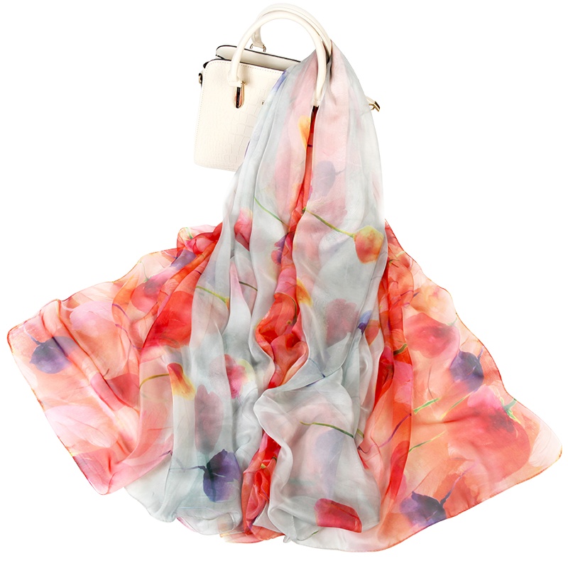 2018新款上海故事韩版百搭雪纺丝巾女春秋冬季超大纱巾长款薄披肩