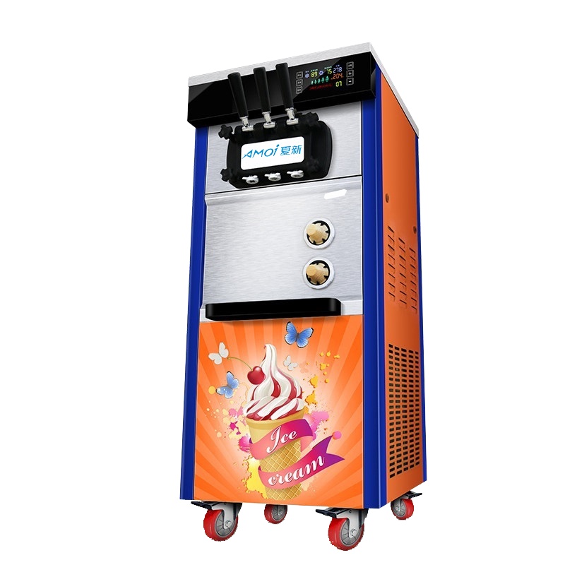 夏新(AMOI)冰淇淋机 商用冰激凌机 全自动冰淇淋机商用 立式台式雪糕机 自动清洗立式触屏款带蛋托 立式橙色带保鲜功能