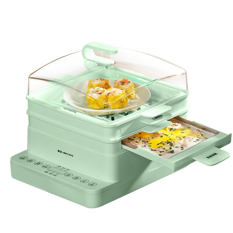 金正(NiNTAUS)家用小型肠粉机 三层蒸煮两用 电蒸锅 绿色 多功能广东肠粉蒸机蒸盘 迷你早餐机 JZCF-08