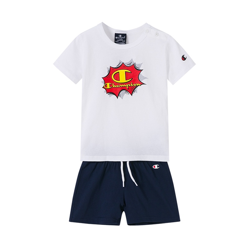 Champion/冠军 男女童幼童短袖T恤短裤两件套装高端儿童T恤
