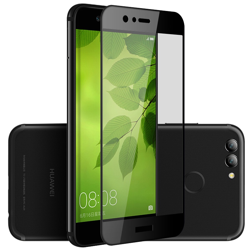 [买2送手机壳]轻万适用华为nova2钢化膜honor全屏玻璃贴膜huawei黑色128gb 华为