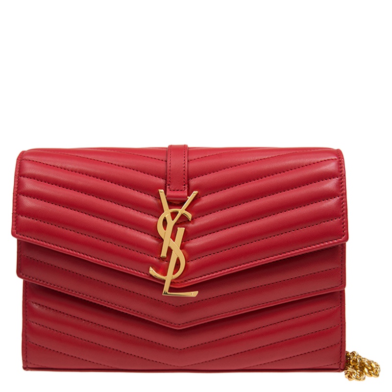 [直营]Yves Saint Laurent(圣罗兰)羊皮包盖式 单肩包斜挎包 信封包链条包 YSL女包