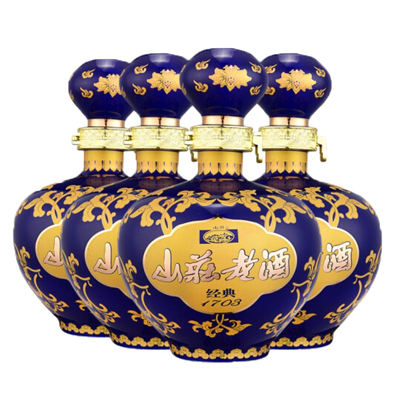 [中华老字号]山庄老酒 38度经典1703 500m*4瓶整箱装 非遗酿造浓香型白酒 承德特产
