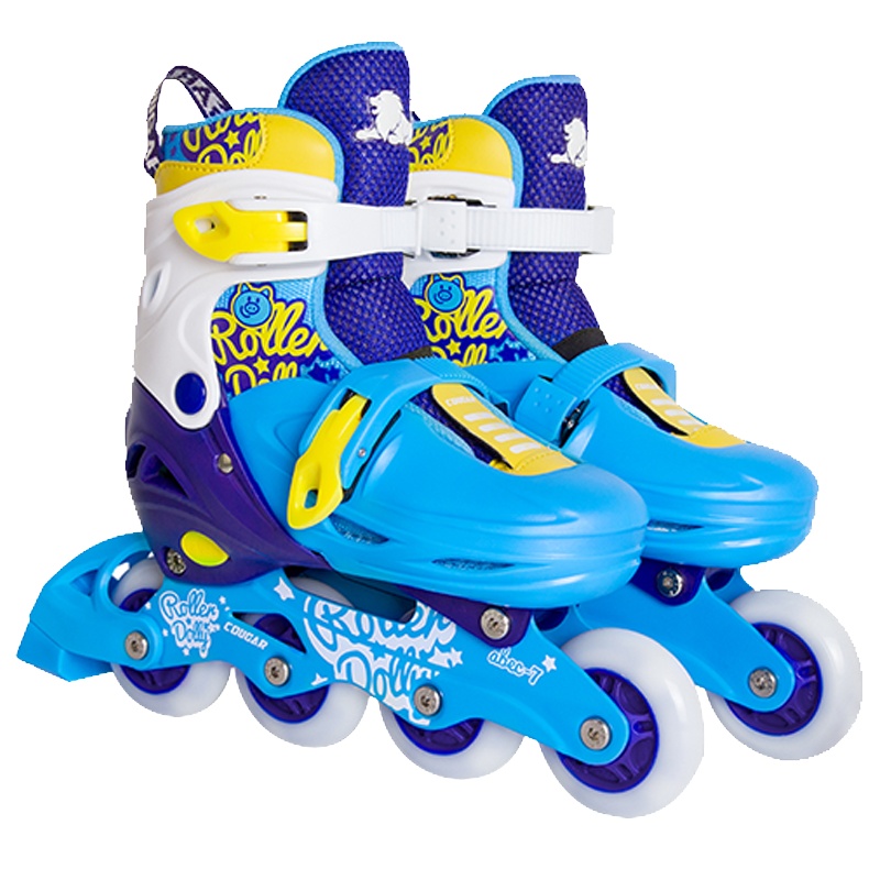 美洲狮儿童全闪轮滑鞋全套装可调溜冰鞋初学者直排轮旱冰鞋男女