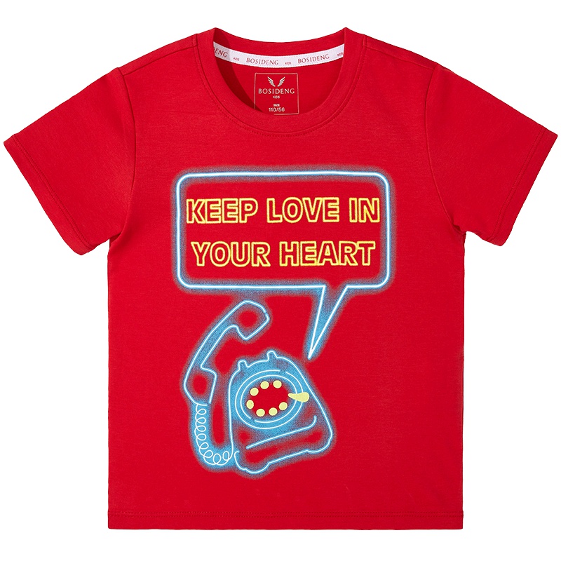 波司登童装短袖T恤潮流卡通字母印花男童短袖T恤