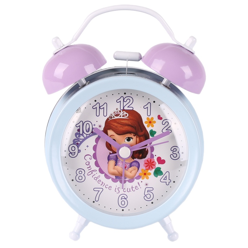 迪士尼(DISNEY)儿童闹钟女学生床头钟苏菲亚小公主索菲亚女孩创意静音夜光金属机械超大声打铃懒人座钟小号闹钟