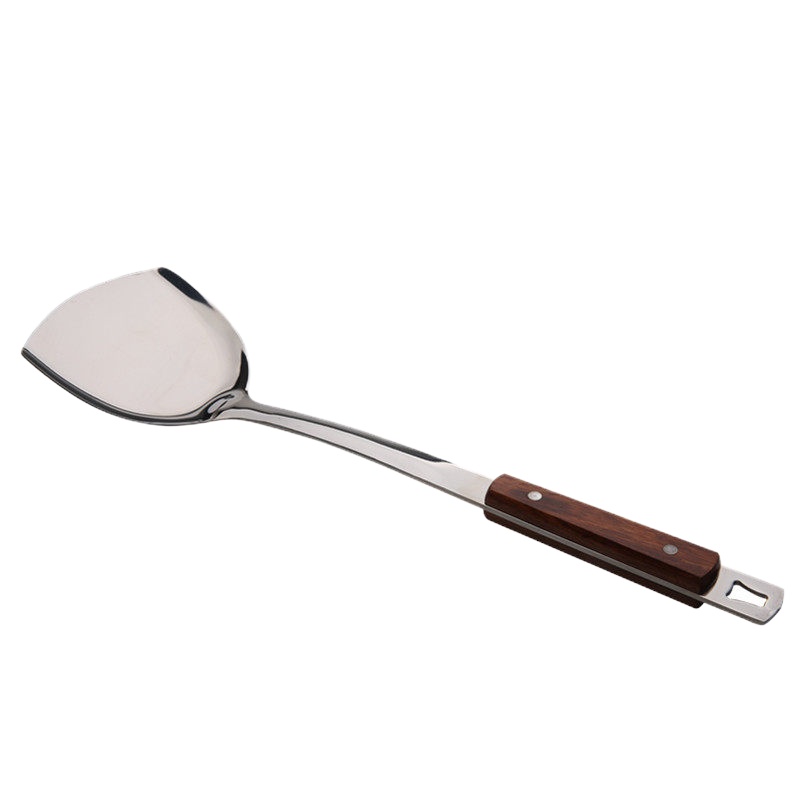 三利 实木柄不锈钢锅铲粥勺 炒菜铲子 不锈钢家用厨具铲勺 加厚防烫