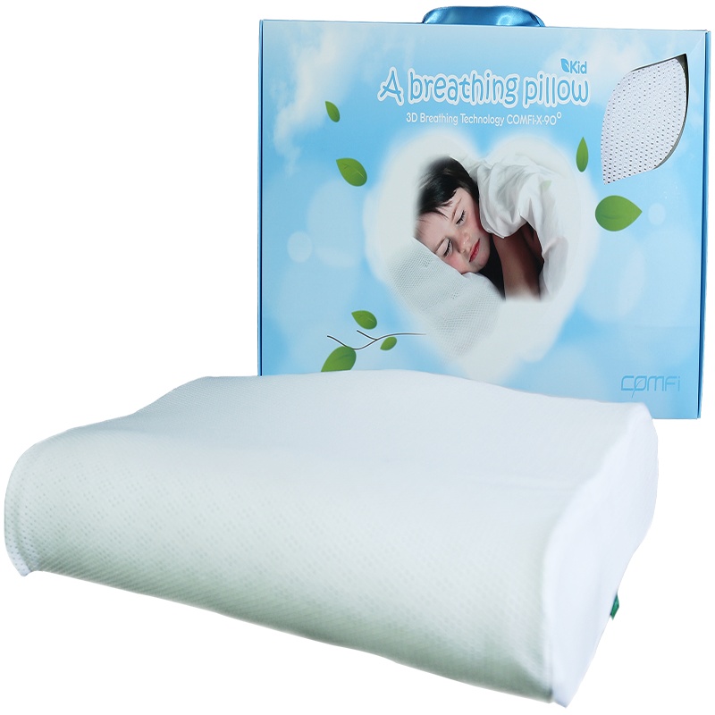 香港COMFi儿童呼吸枕四季夏季通用纠正防偏头护颈透气防窒息水洗快干免拆防敏防菌3D立体纤维非乳胶人体工学1-3-5岁