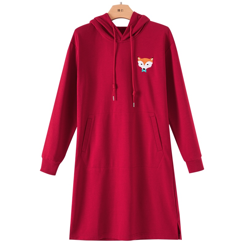 晚白2020秋冬新品百搭休闲连帽长袖时尚卫衣裙T恤裙减龄连衣裙女