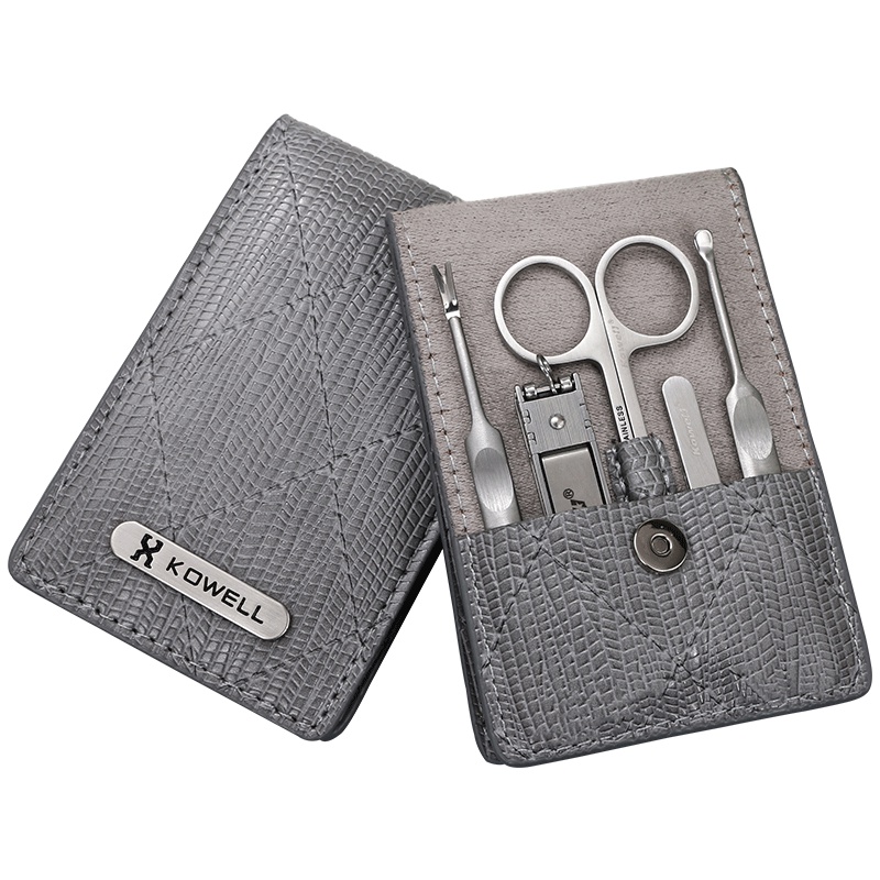 韩国(kowell)进口指甲刀套装多功能不锈钢指甲剪钳家用美容美甲修脚刀套装灰色