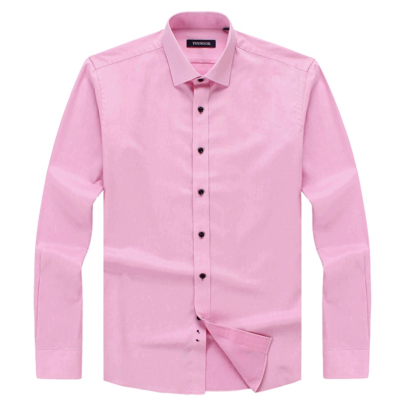 Youngor/雅戈尔男士商务正装春季红色素色长袖衬衫100036