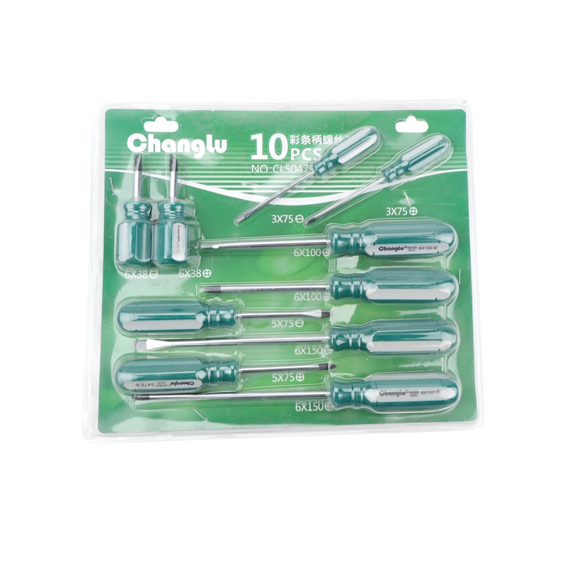 长鹿 10件彩条柄螺丝刀 10PCS