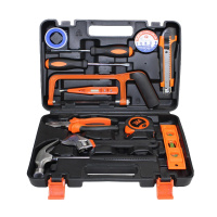 深蕨SNJUE 家用五金维修工具组 手动工具盒 13件套多功能便携式手提工具箱套装003-1锤子锯子虎钳扳手螺丝刀