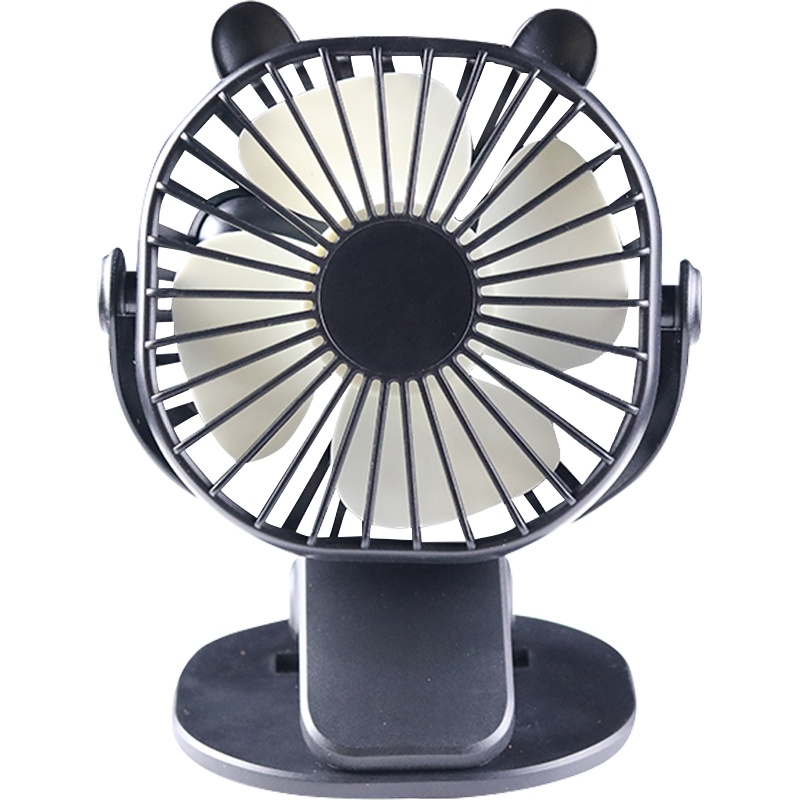 苏宁宜品便携式台夹小风扇1200mA黑色迷你usb可充电学生宿舍床上静音随身办公室桌面