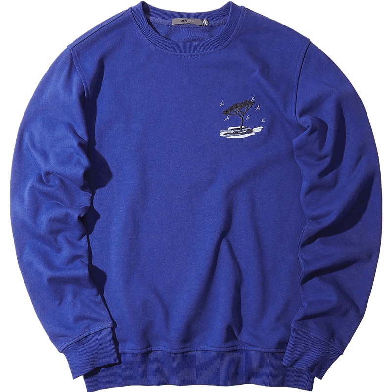 黑鲸刺绣圆领落肩卫衣男秋季后背大片刺绣套头衫男CNZWJ38048A