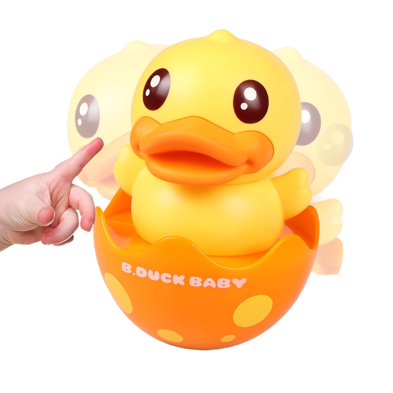 B.Duck小黄鸭 X UNI-FUN不倒翁玩具宝宝0-1岁婴儿益智早教音乐摇铃