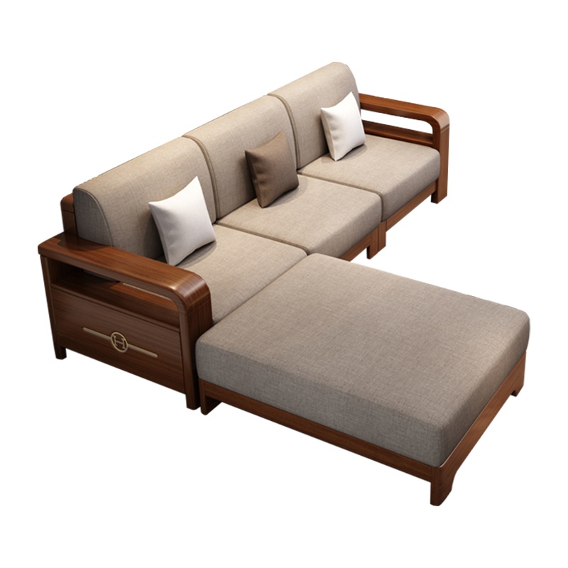 禧漫屋 胡桃木中式家具实木沙发客厅组合现代简约套装轻奢小户型储物沙发