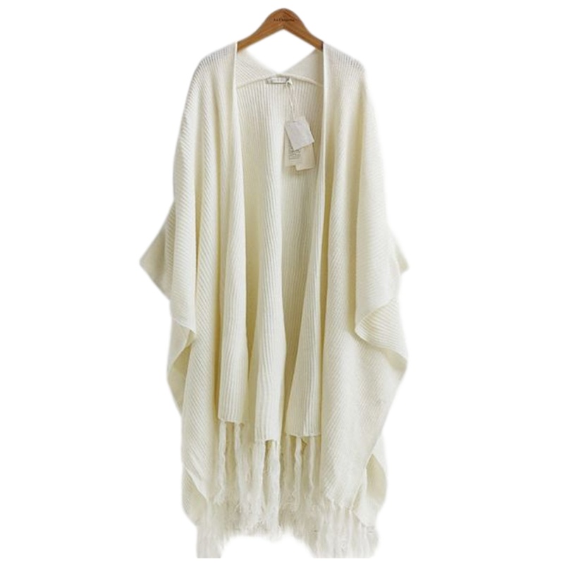 【福利款】拉夏贝尔UlifeStyle春季新款通勤时尚纯色流苏长袖中长款针织衫女