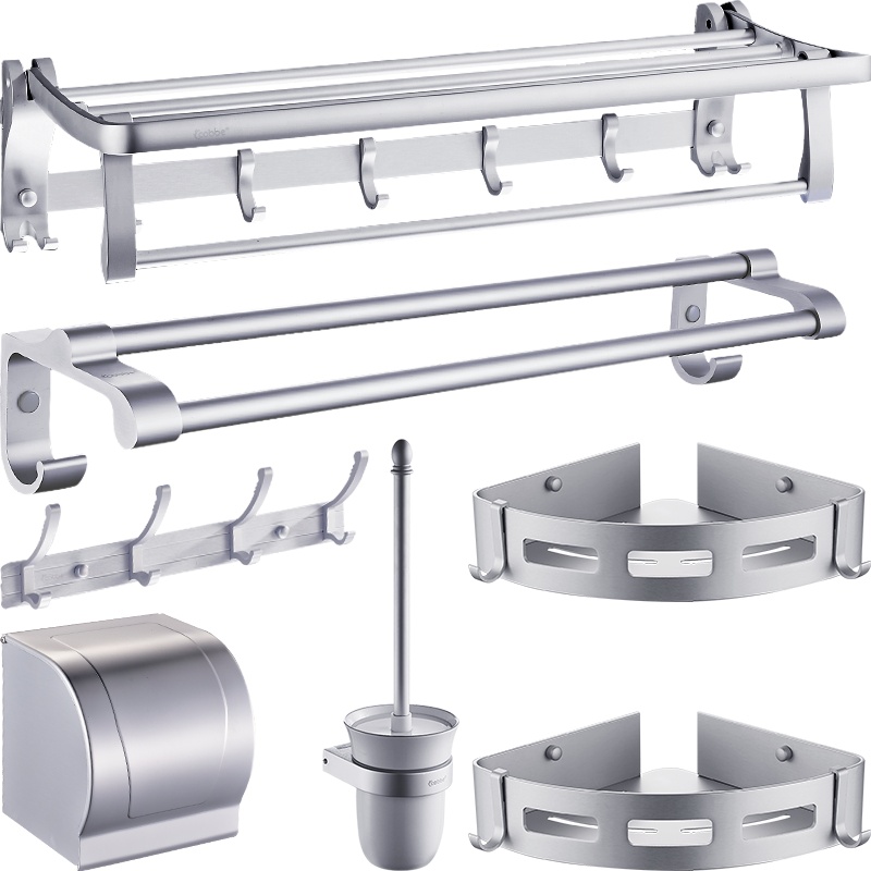 卡贝毛巾架免打孔太空铝卫生间浴室置物架浴巾架 卫浴五金挂件套装