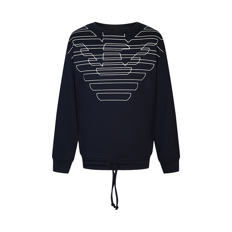 EMPORIO ARMANI 阿玛尼 男士时尚logo印花抽绳圆领卫衣