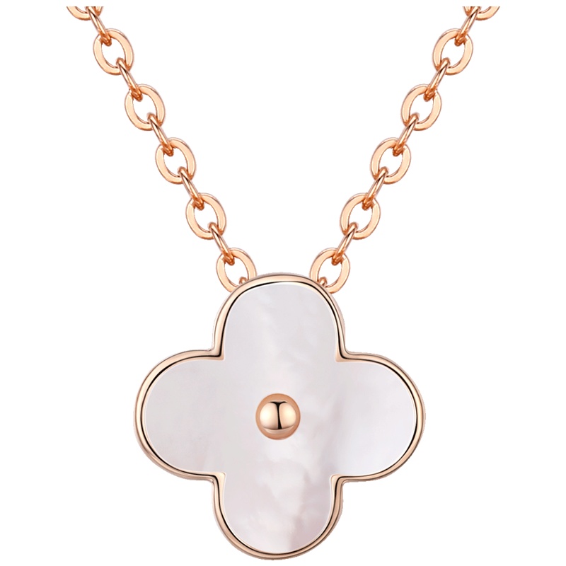 佰色传情S925银项链女四叶草吊坠日韩学生简约锁骨链生日礼物