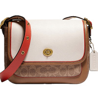 预订 COACH\蔻驰 RAMBLER 口盖包 椭圆扣老花拼皮 22.5*17*8.5CM