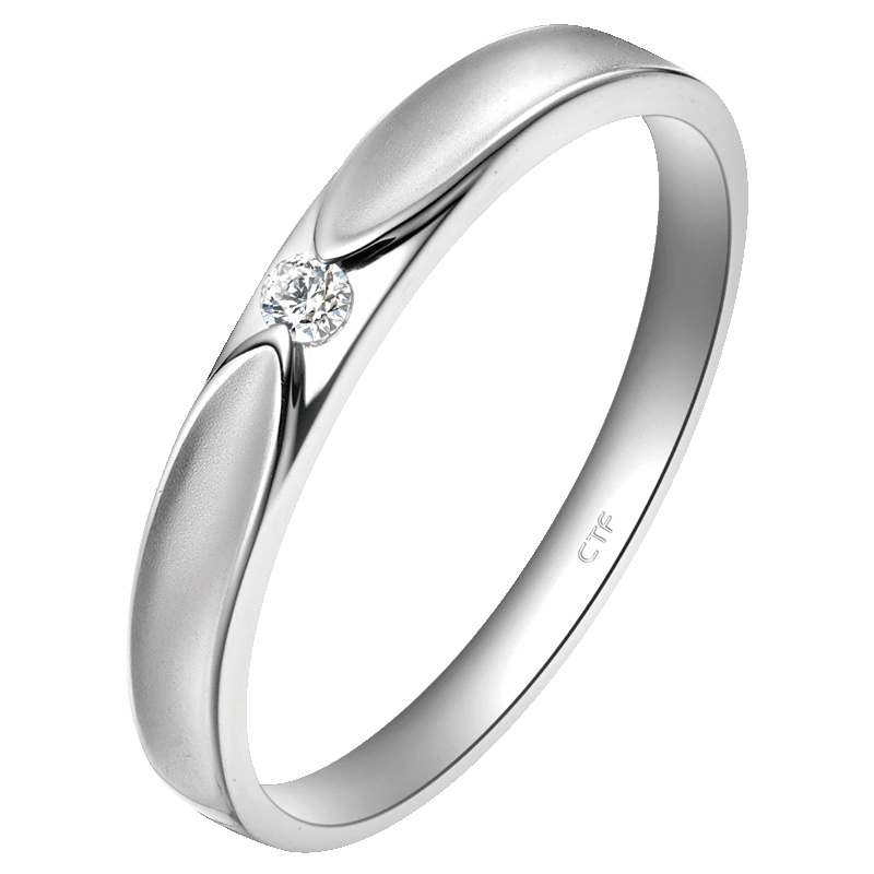 schl-刻字周大福情约PT950铂金戒指钻戒情侣男A124805